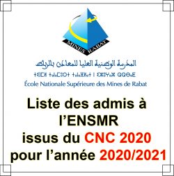 Liste des admis à l’ENSMR issus du CNC2020 pour l’année universitaire 2020/2021