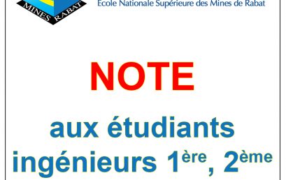 Note aux étudiants ingénieurs 1ère, 2ème et 3ème années