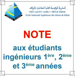 Note aux étudiants ingénieurs 1ère, 2ème et 3ème années