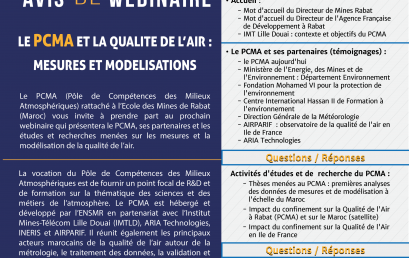 Avis de webinaire : Le PCMA et la qualité de l’aire : Mesures et Modelisations