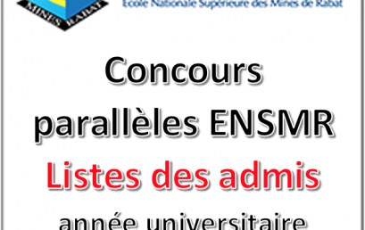 Listes des admis aux concours parallèles de l’ENSMR 2021