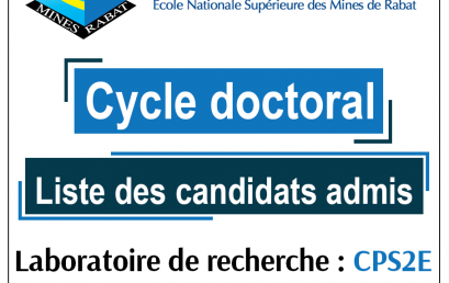 Liste des candidats admis au cycle doctoral  par le Laboratoire Commande, Pilotage, Surveillance en Energie Electrique (CPS2E)