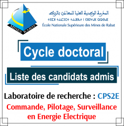 Liste des candidats admis au cycle doctoral  par le Laboratoire Commande, Pilotage, Surveillance en Energie Electrique (CPS2E)