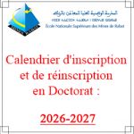 Calendrier d&rsquo;inscription et de réinscription en Doctorat : Année académique 2026-2027